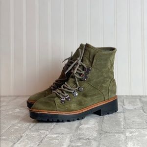 Marc fisher suede green combat boots